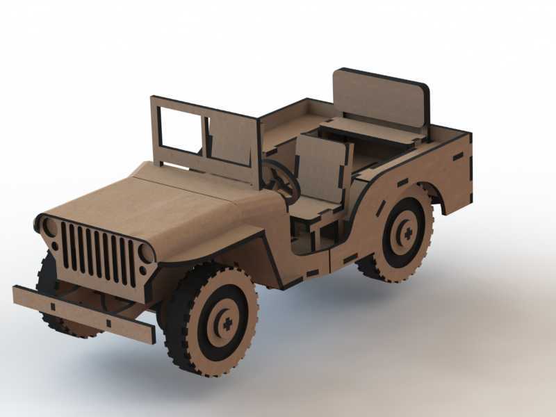 Jeep 3D Wooden Puzzle Laser Cut Free Vector Free Vectors