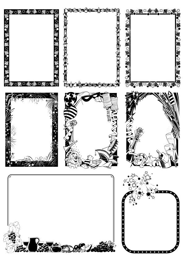 Black And White Border Frame With Floral Patterns Free Vector Free Vectors