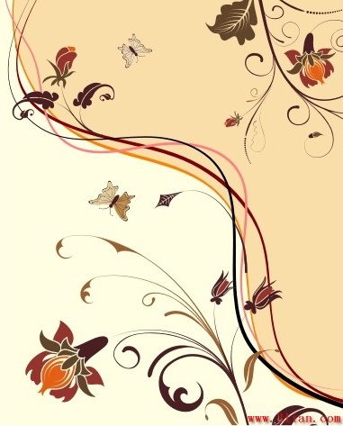 Decorative Background Natural Flowers Theme Classical Design Free Vector Free Vectors