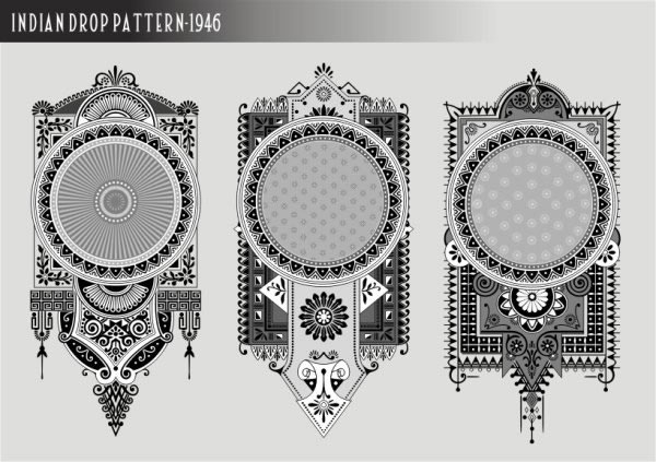 Label Templates Retro Ethnic Ornament Black White Design Free CDR Vector Free Vectors