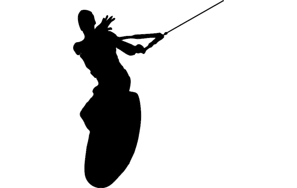 Wake Surfing Silhouette DXF File Free Vectors