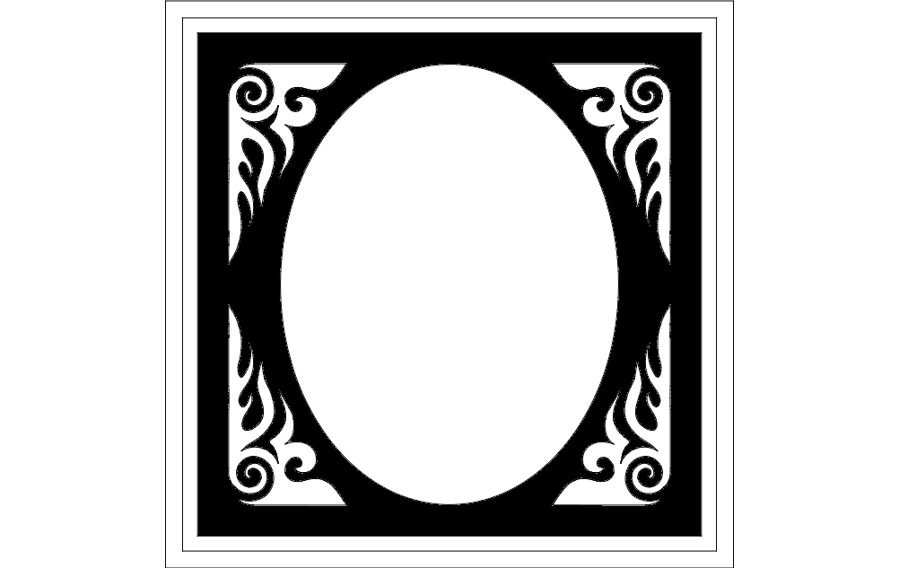 Frame Oval DXF File Free Vectors