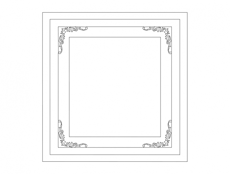 Frame With Floral Corners DXF File Free Vectors