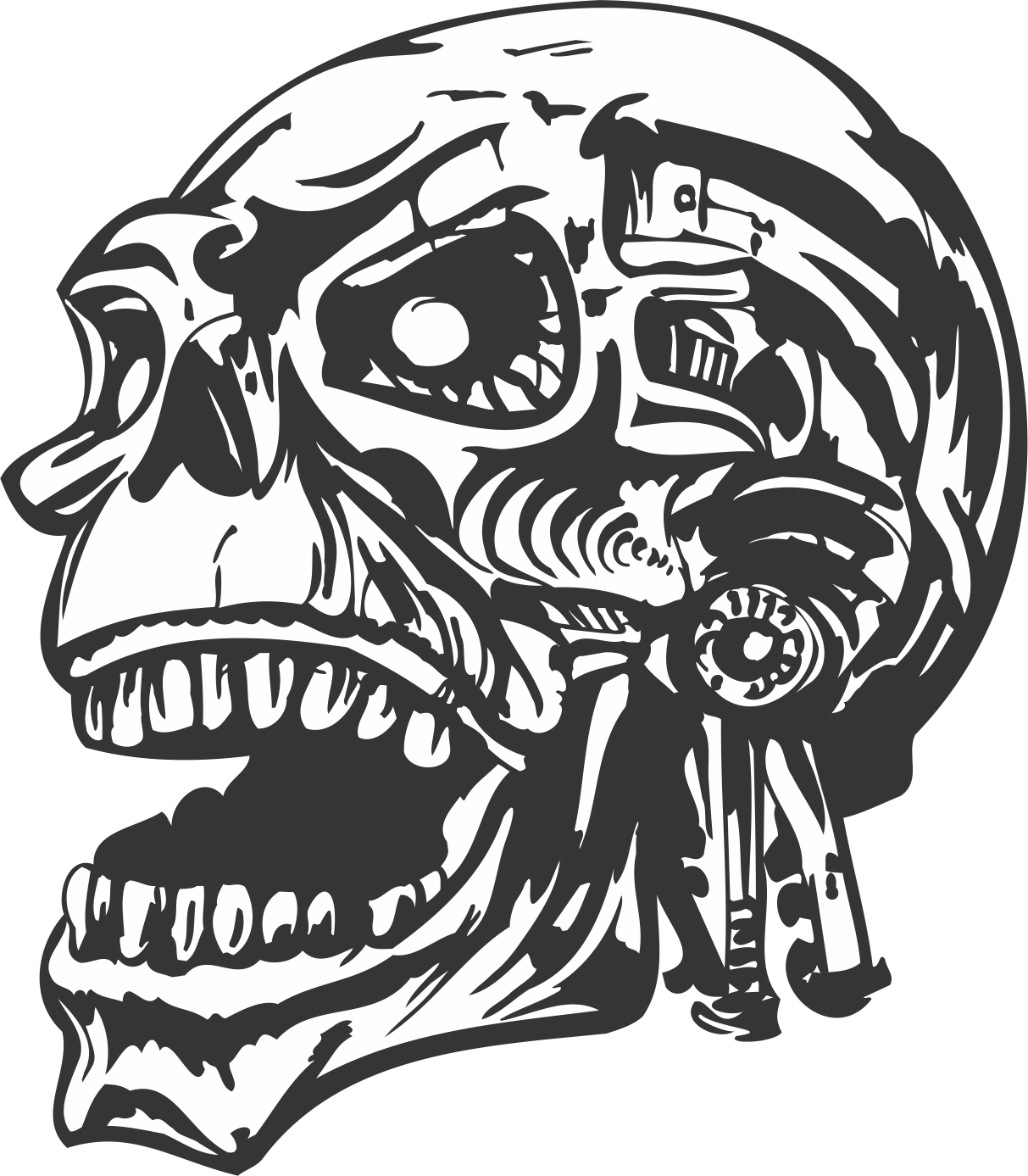 Human Head Skull DXF File Free Vectors