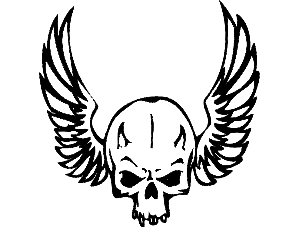 Wing Skull DXF File Free Vectors
