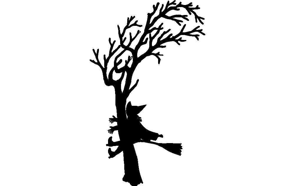 Witch Crash Silhouette DXF File Free Vectors