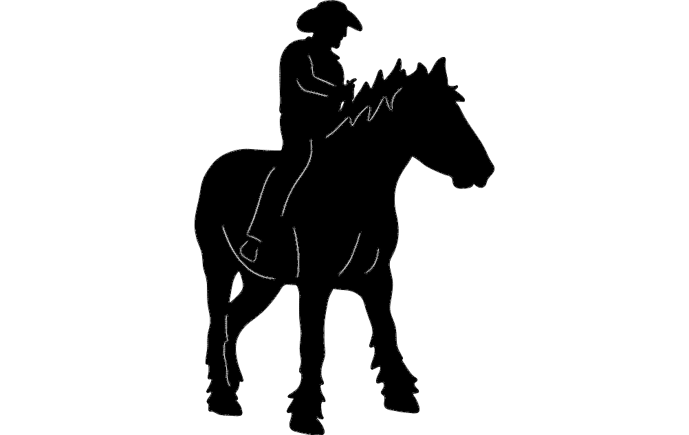 Cowboy On Horse 2 DXF File Free Vectors