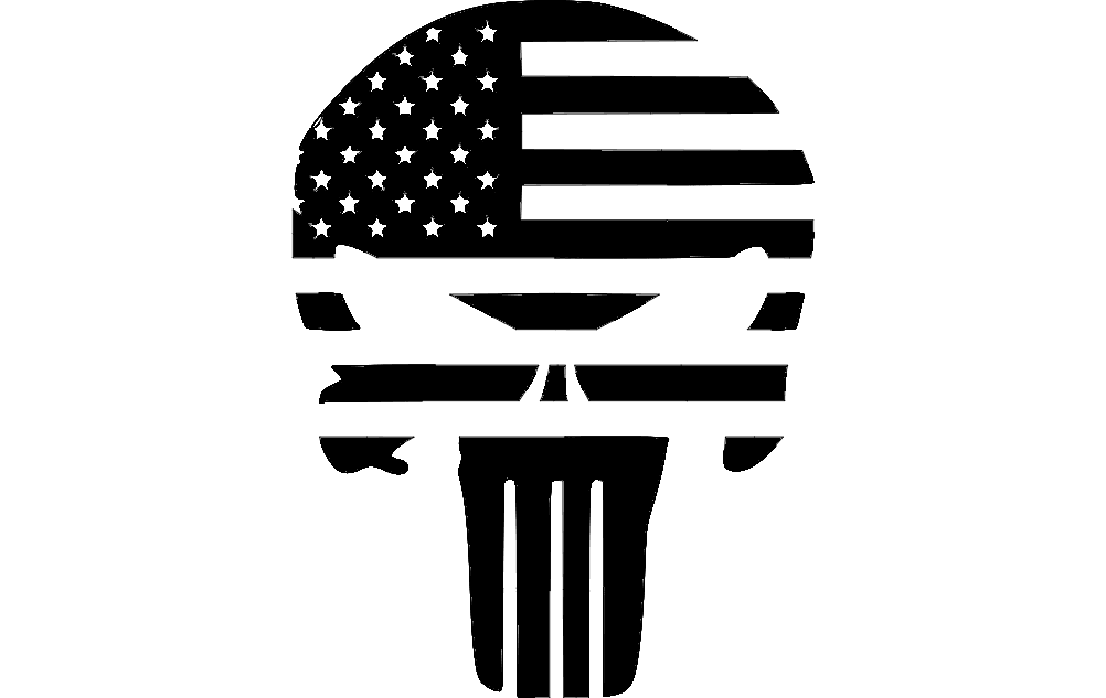 Punisher Flag Superhero Silhouette DXF File Free Vectors