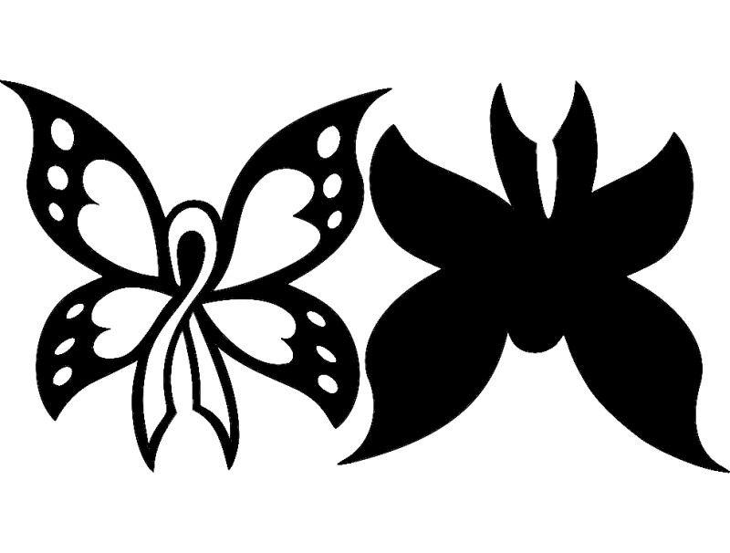 Cancer Butterfly 2Pc 12×12 DXF File Free Vectors