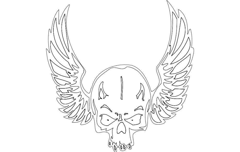 Wing Skull DXF File Free Vectors