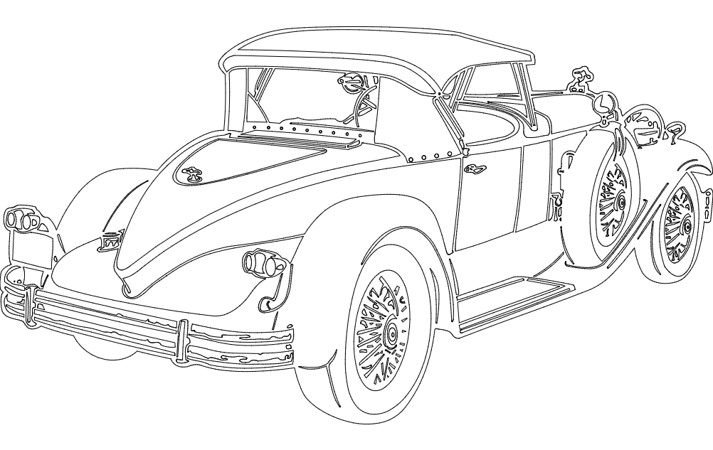 Car Old DXF File Free Vectors