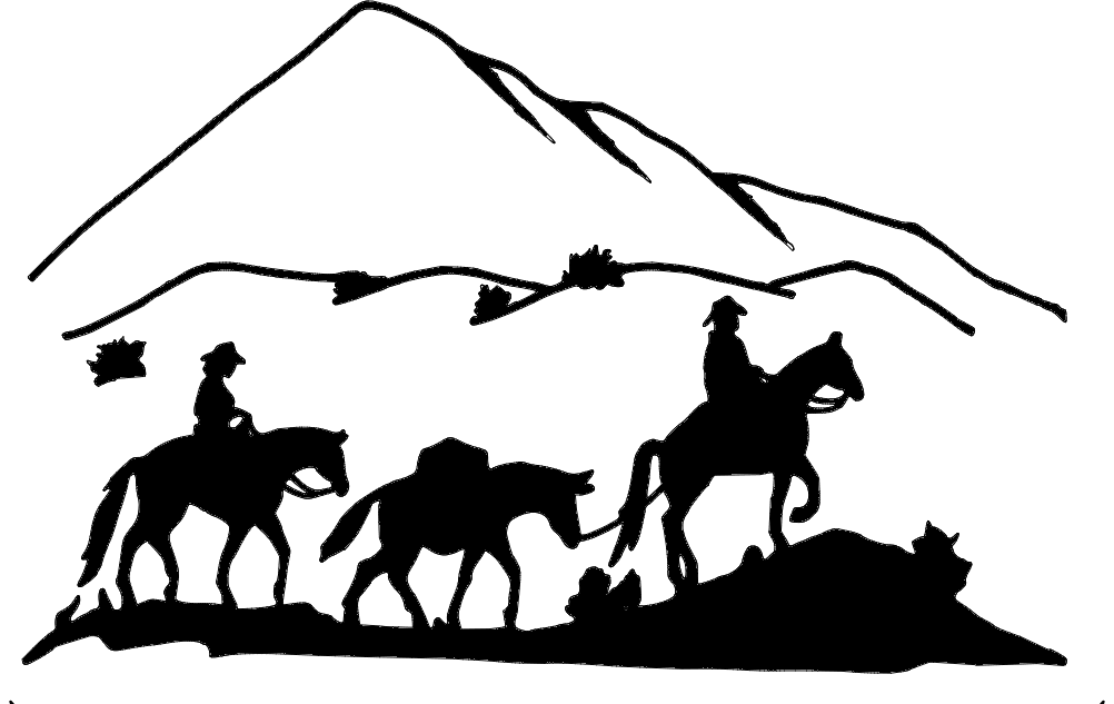 Western 3 Horses 2 Riders DXF File Free Vectors