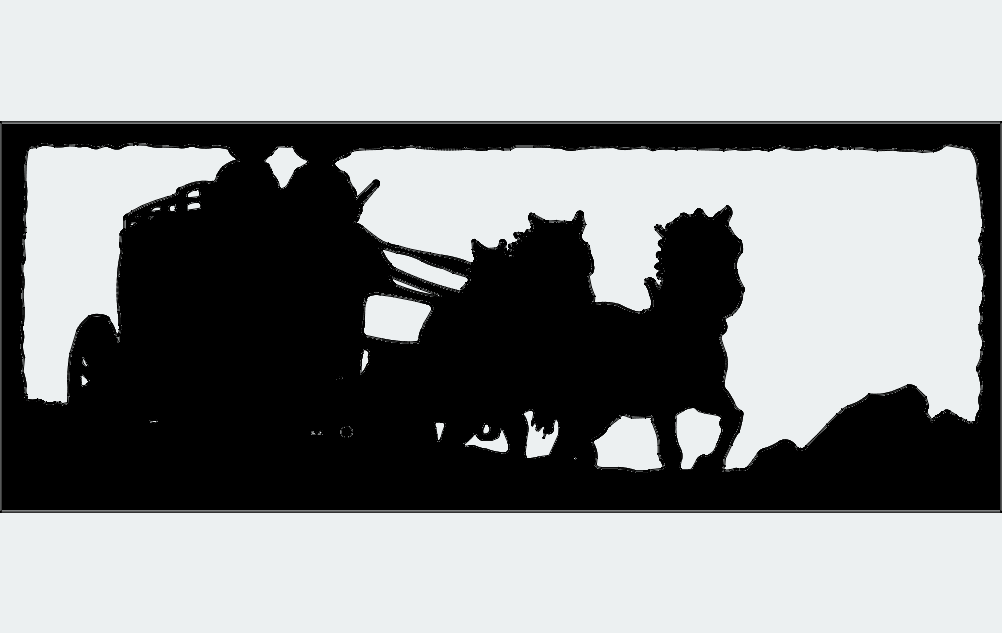 Two Up Horse Drawn Stagecoach DXF File Free Vectors