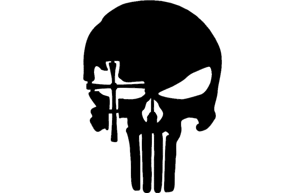 Skull With Cross Eye DXF File Free Vectors