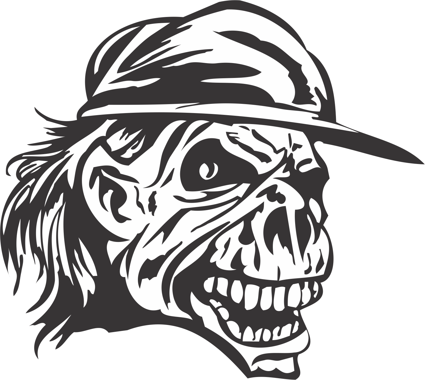 Skull With Cap DXF File Free Vectors