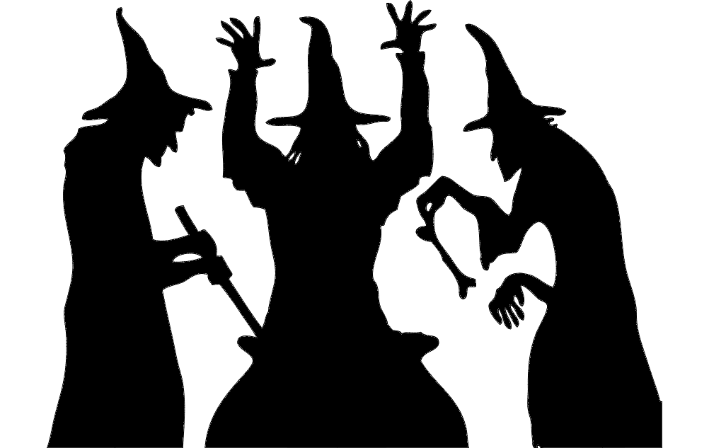 Halloween Witch Cooking Silhouette DXF File Free Vectors