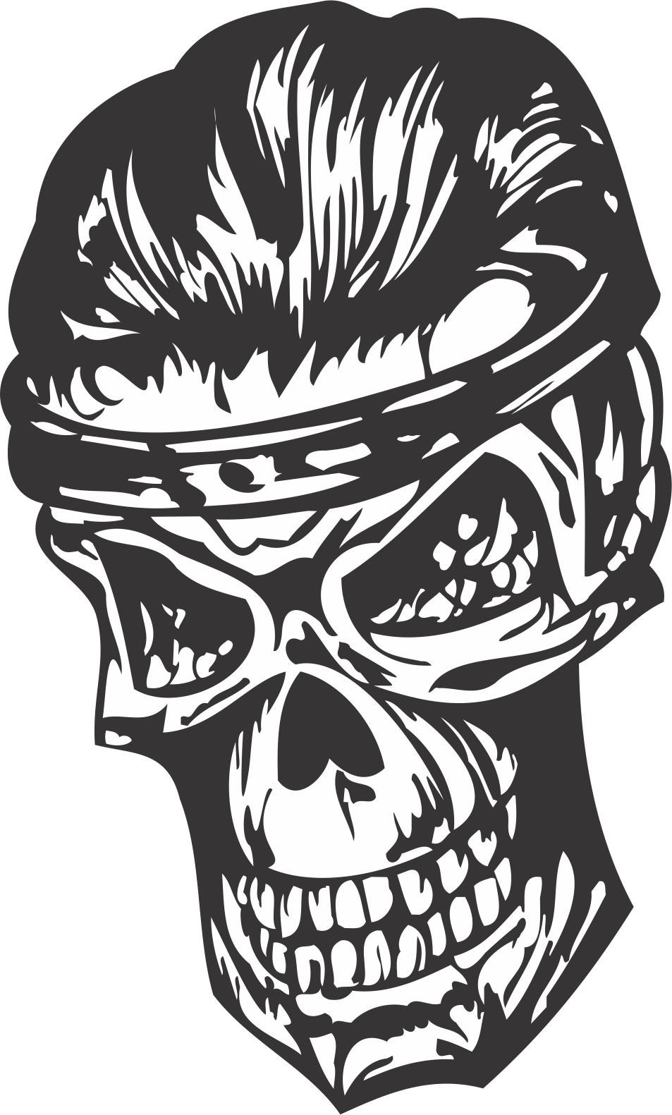 Scary Skull DXF File Free Vectors