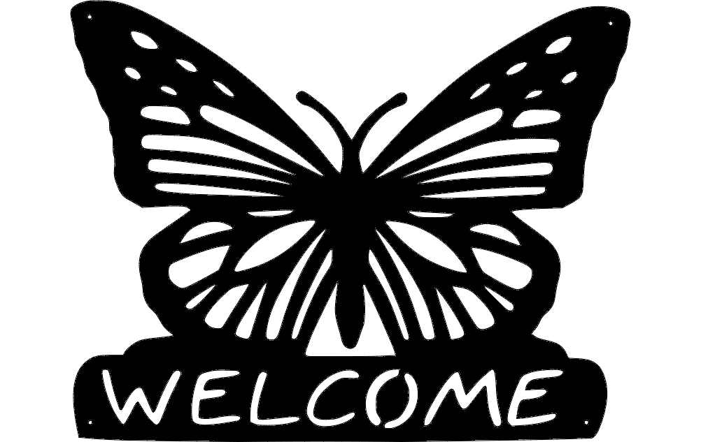 Butterfly-Welcome DXF File Free Vectors