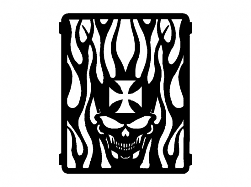 Flaming Skull DXF File Free Vectors