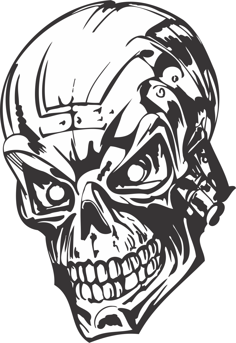 Human Evil Skull DXF File Free Vectors