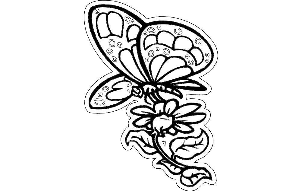 Butterfly With Flower DXF File Free Vectors