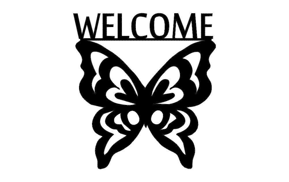 Welcome Text Butterfly DXF File Free Vectors