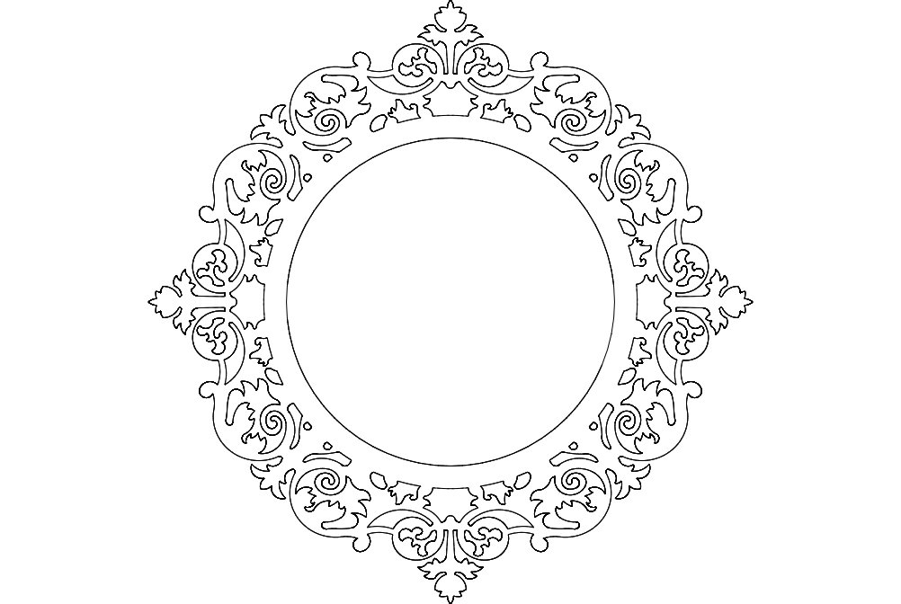 Ayna Mirror Frame Round DXF File Free Vectors