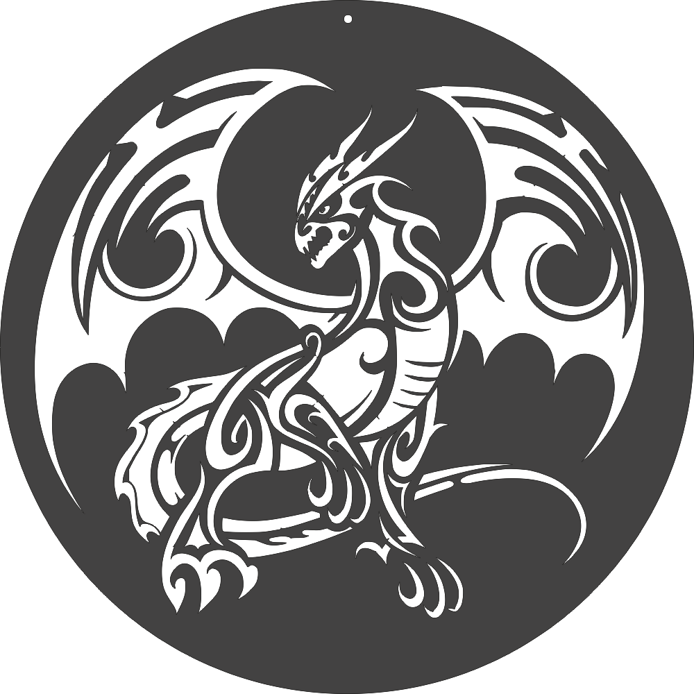 Silhouette Dragon Tribal DXF File Free Vectors