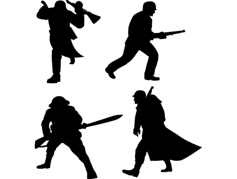 Soldier Silhouette DXF File Free Vectors