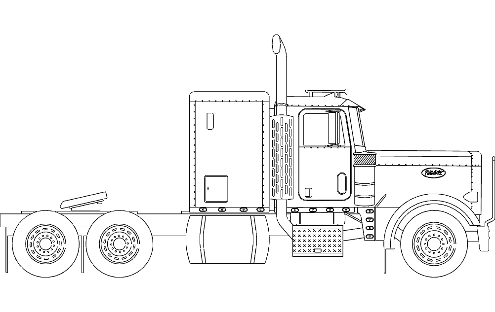 Big 18 Wheeler Truck Sketch DXF File Free Vectors