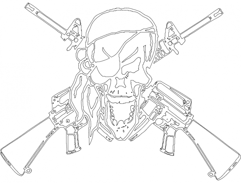 Arfcom Skull Ar2Nd DXF File Free Vectors